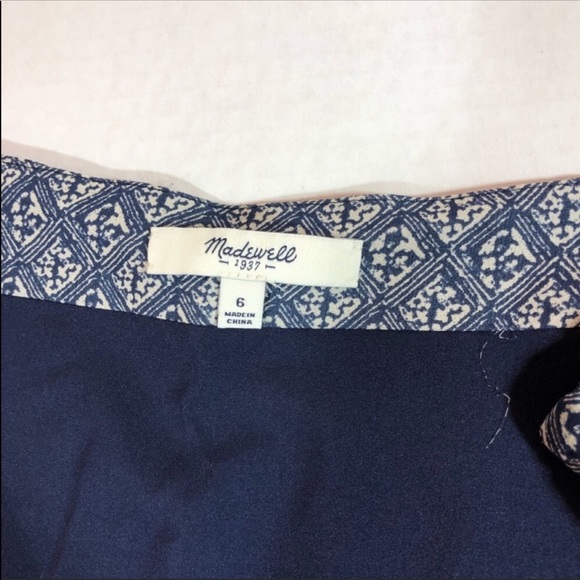 Madewell Blue Mosaic Print Silk Skirt 6 - Picture 5 of 6